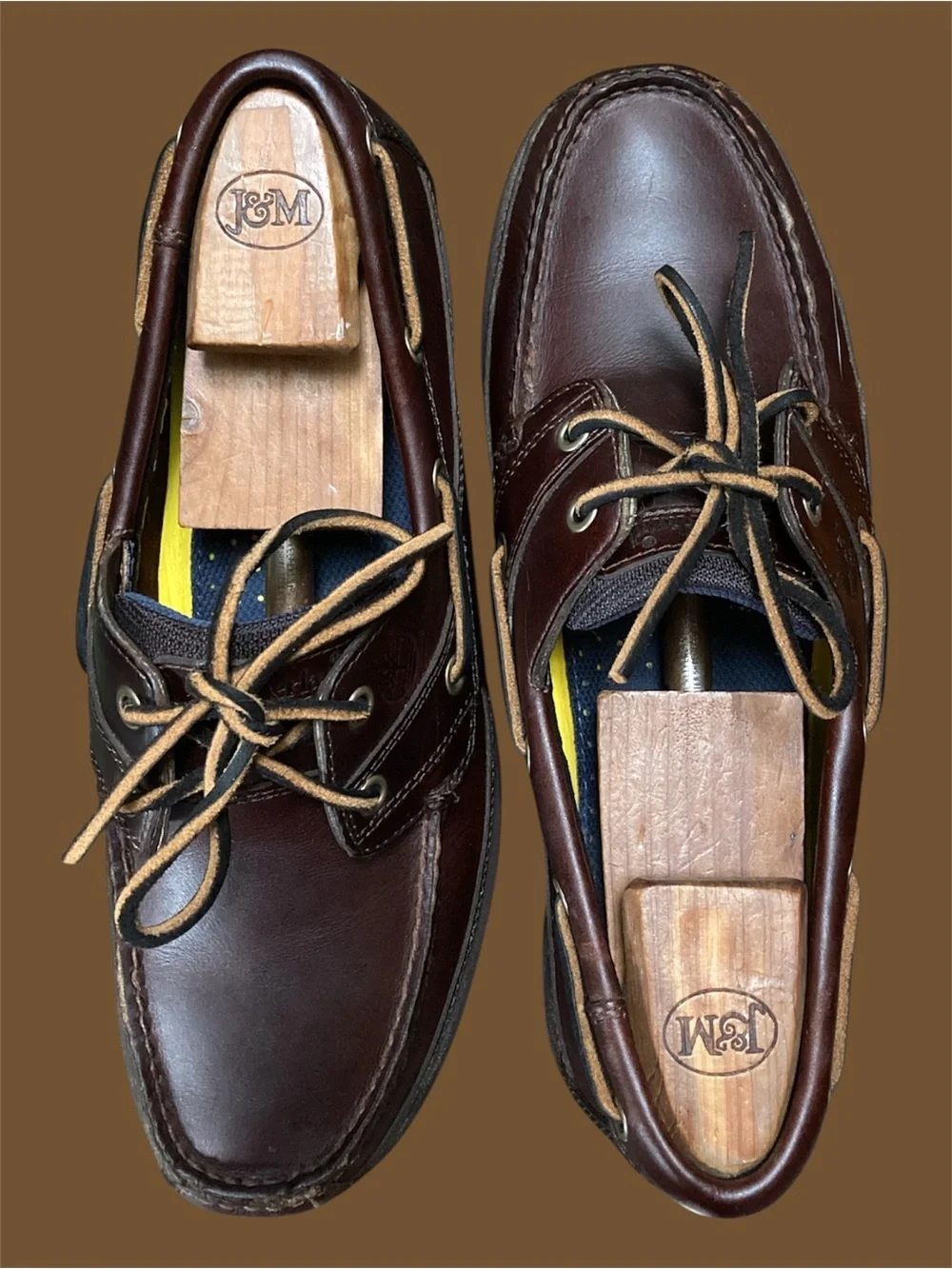 Timberland Classic Amherst Brown Oiled Leather 2-Eye Vented Boat Shoes 9.5